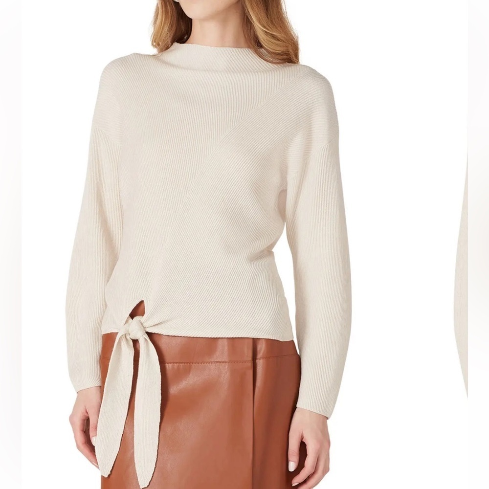 Rebecca Taylor Side Tie Sweater in Cream Sz M